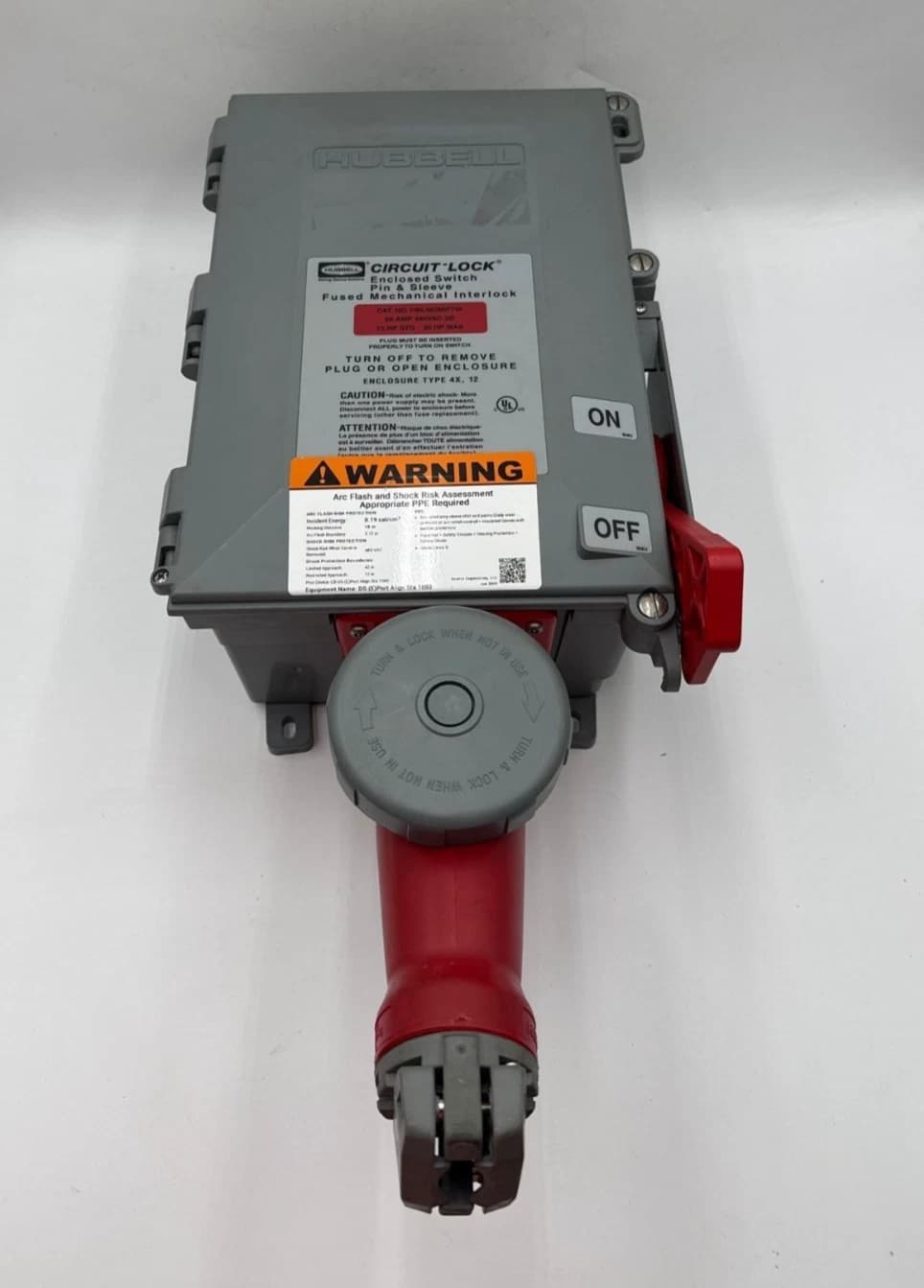 Hubbell HBL460MIF7W Fused Mechanical Interlock 60A 480V 3PH Pin & Sleeve 4 Wire – image 1