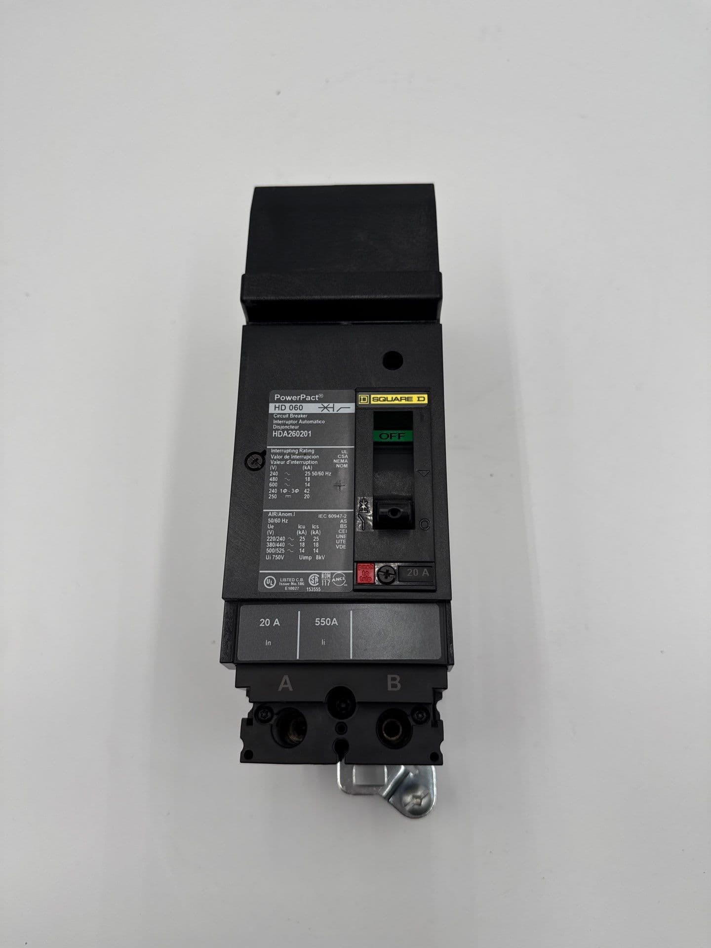 Square D HDA260201 I-Line Circuit Breaker 20A 2P 600V HDA AB Phase 20 Amp – image 1