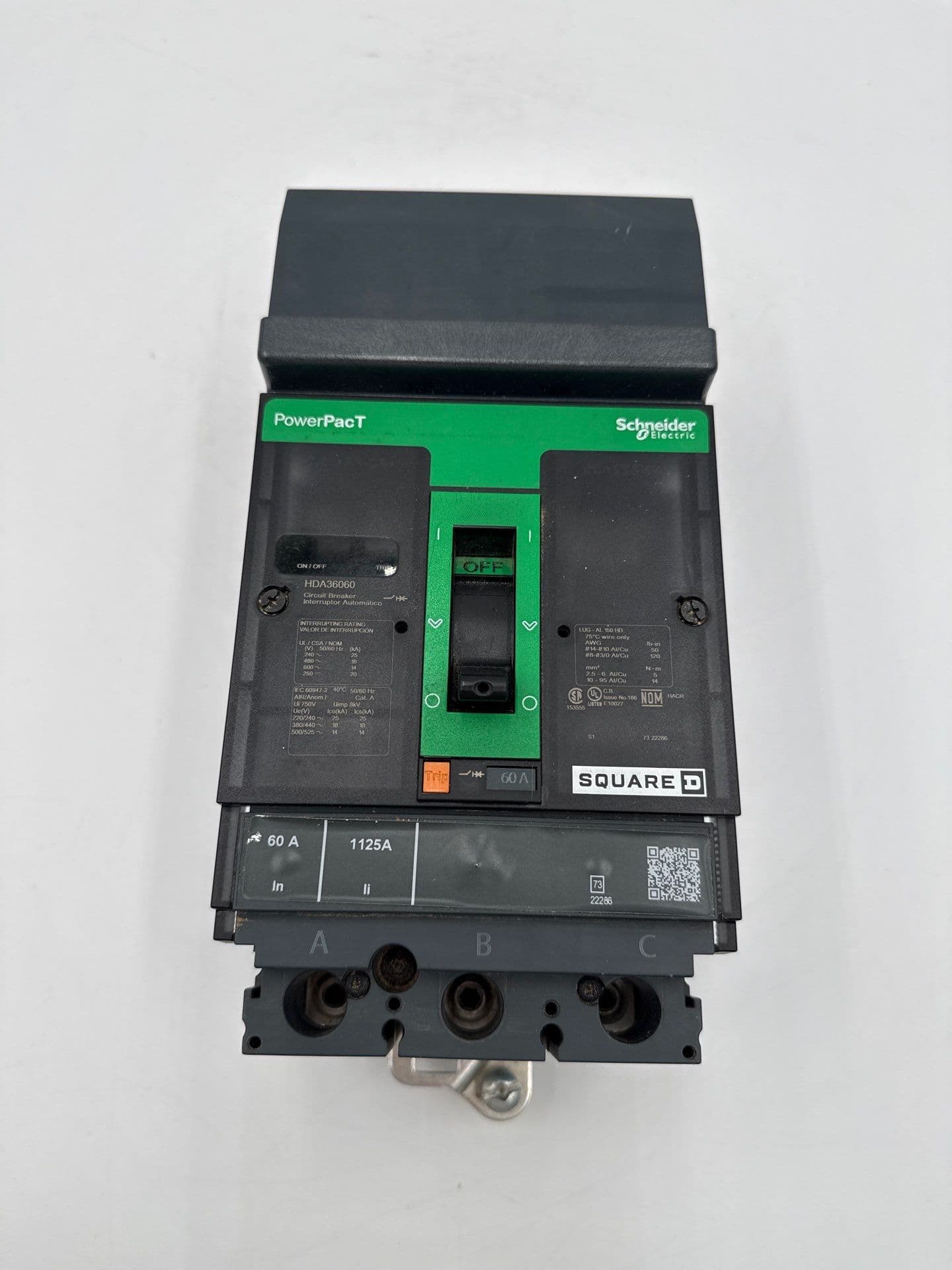 Square D HDA36060 I-Line Circuit Breaker 60A 3P 600V HDA PowerPact 60 Amp – image 1