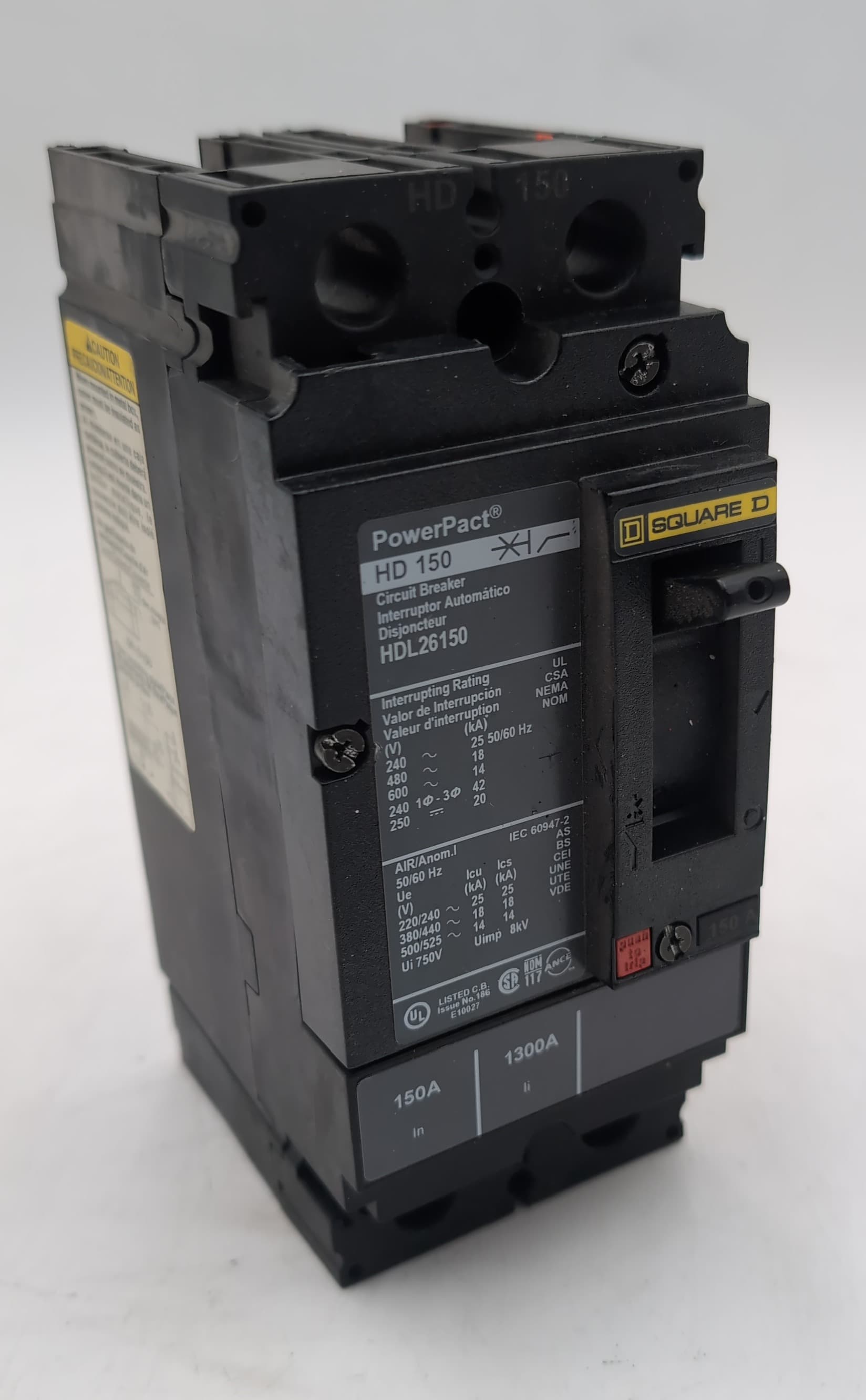 Square D HDL26150 PowerPacT H-Frame 150 Amp 2 Pole 600V Circuit Breaker 150A 2P