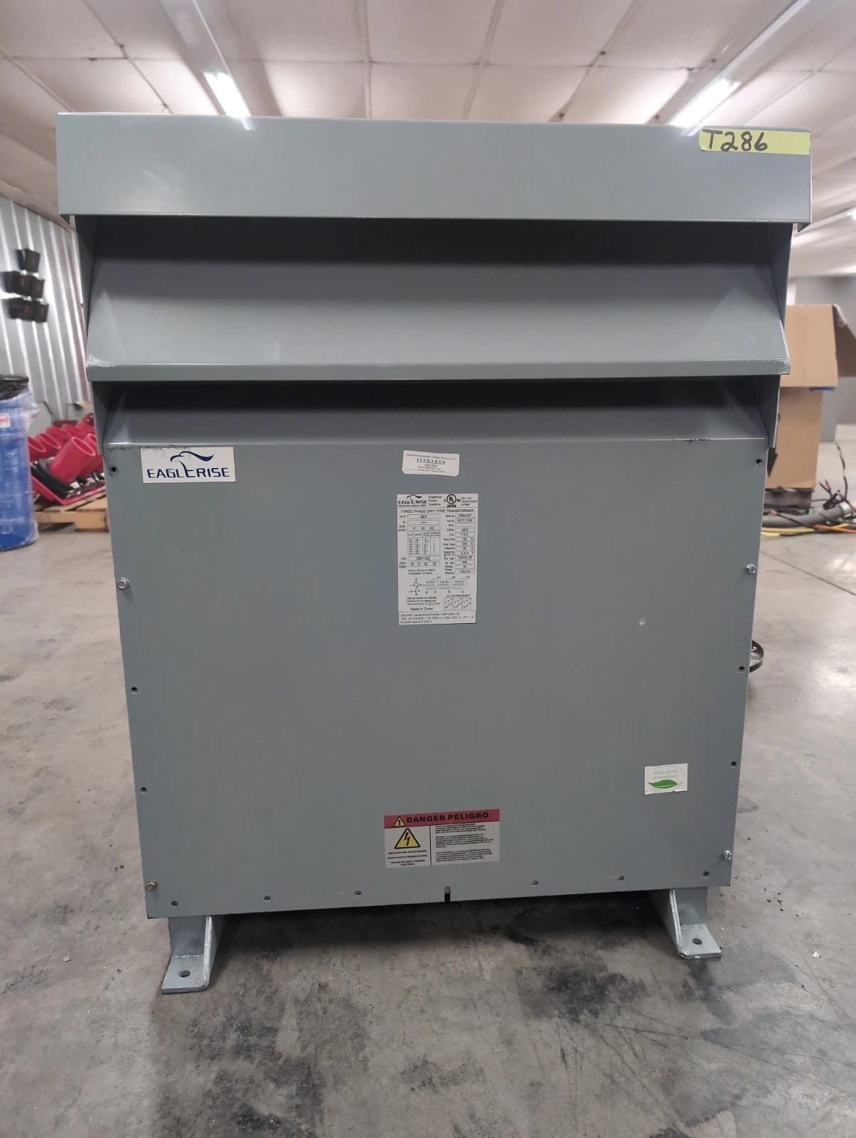 112.5KVA EagleRise HE3112AB Transformer Pri 480V Sec 208/120V 3PH Outdoor 3R – image 1