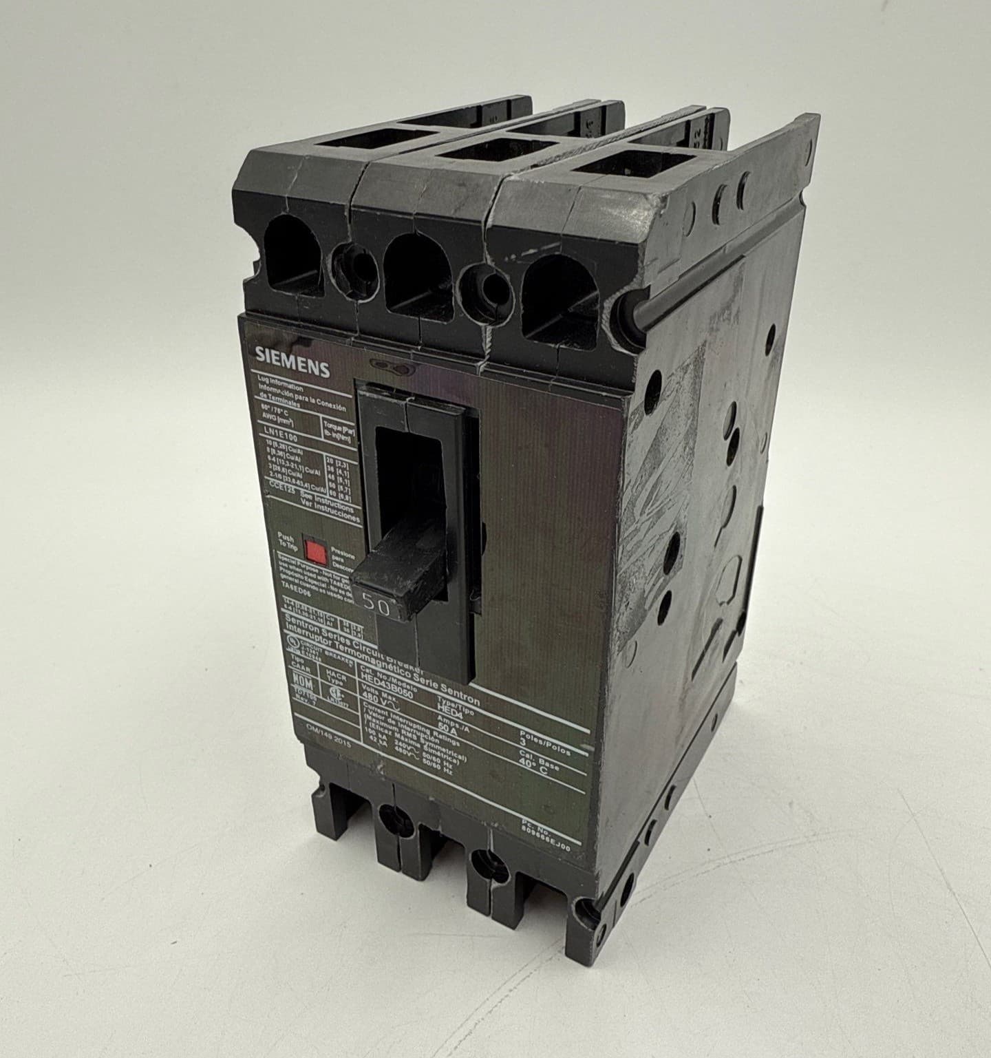 Siemens HED43B050 Circuit Breaker 50A 3P 480V 3PH 50 Amp HED4 50 Amp 3 Pole – image 1