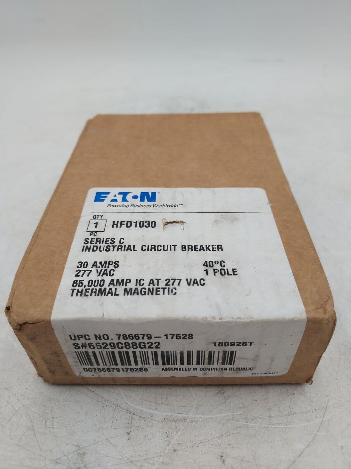 EATON CH HFD1030 Circuit Breaker 30A 1P 277V HFD 65k 30 Amp 1 POLE BOLT ON – image 1