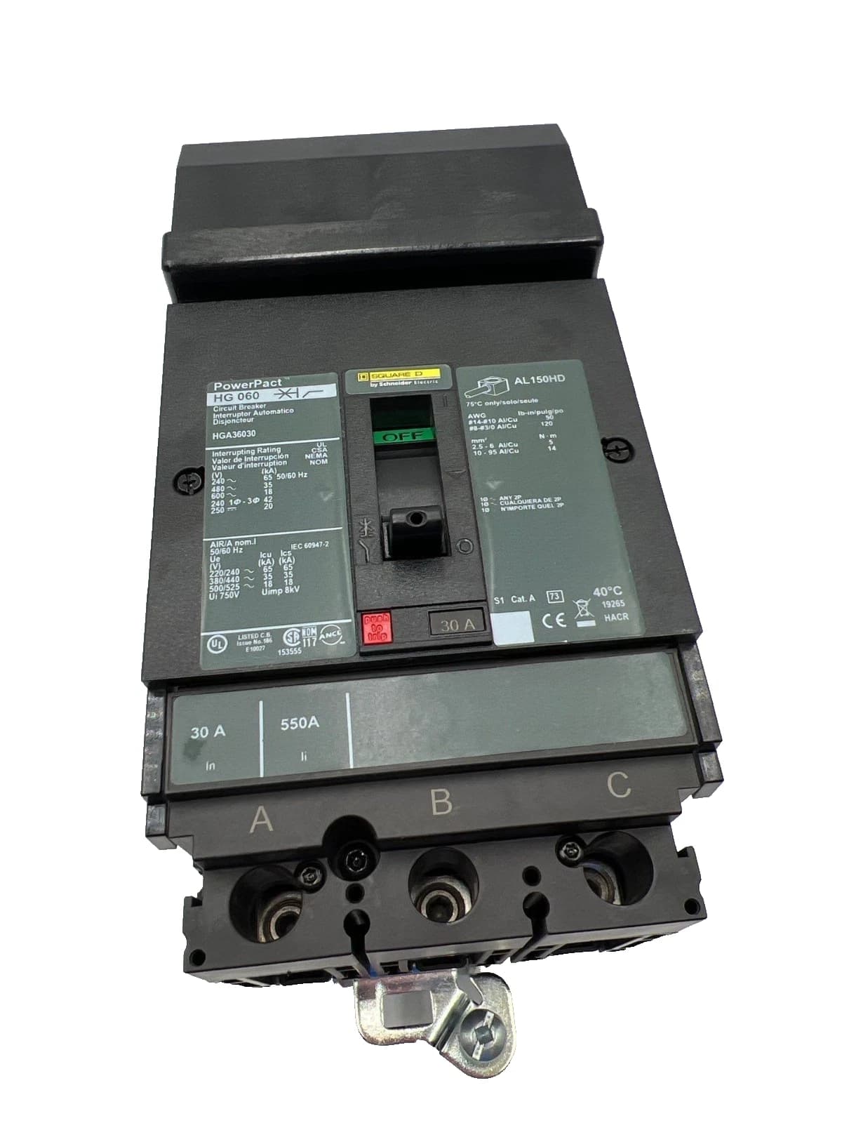 Square D HGA36030 I-Line Circuit Breaker 30A 3P 600V HGA 3 pole 30 Amp – image 1