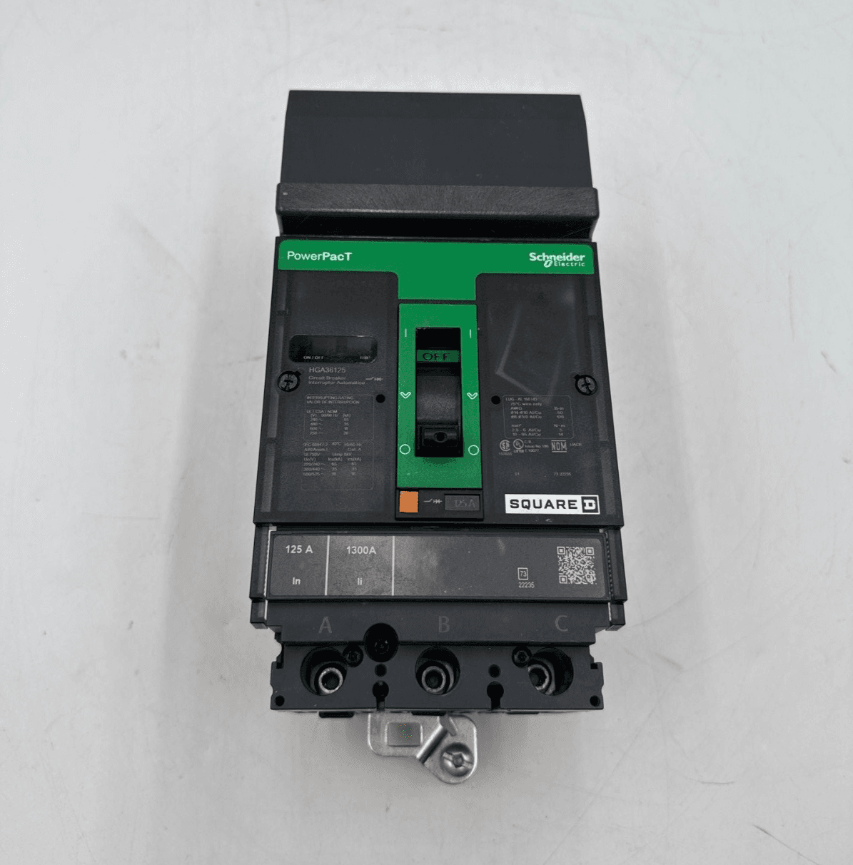 Square D HGA36125 I-Line Circuit Breaker 125A 3P 600V HGA PowerPact 125 Amp