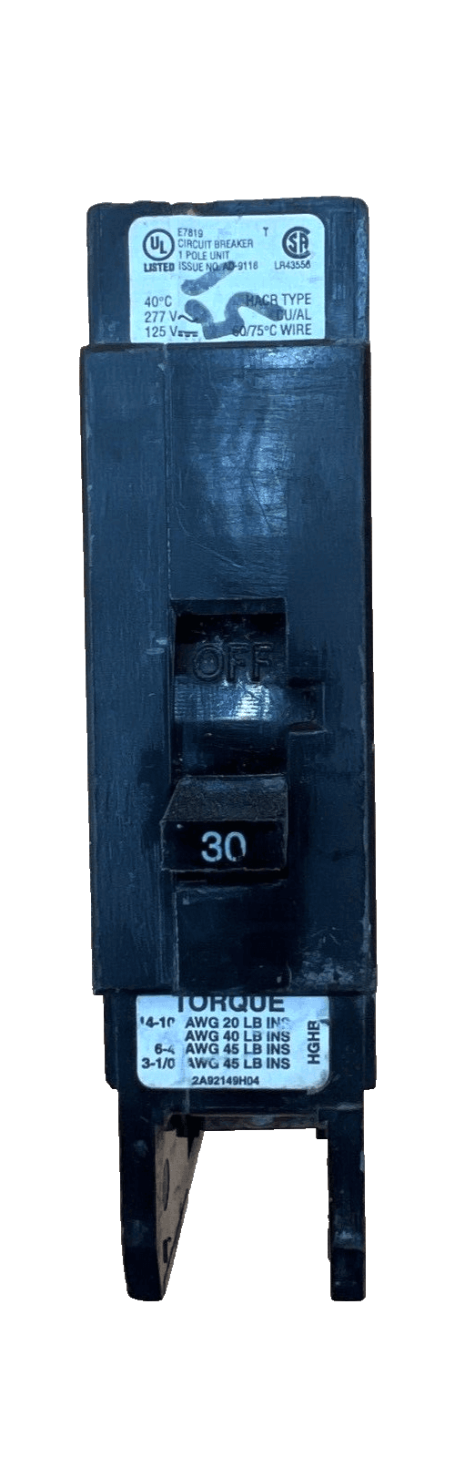 Cutler Hammer HGHB1030 Bolt On Circuit Breaker 30A 277V 1P HGHB 30 Amp 1 Pole – image 1