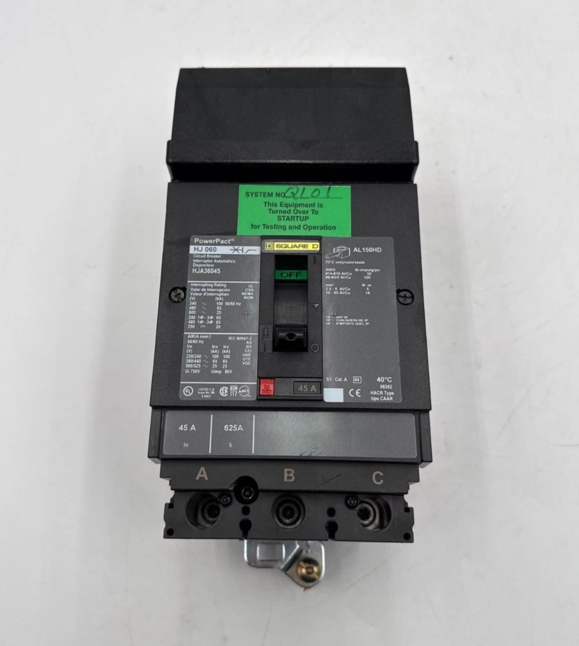 Square D HJA36045 I-Line Circuit Breaker 45A 3P 600V 3PH HJA 45 Amp 3 Pole – image 1