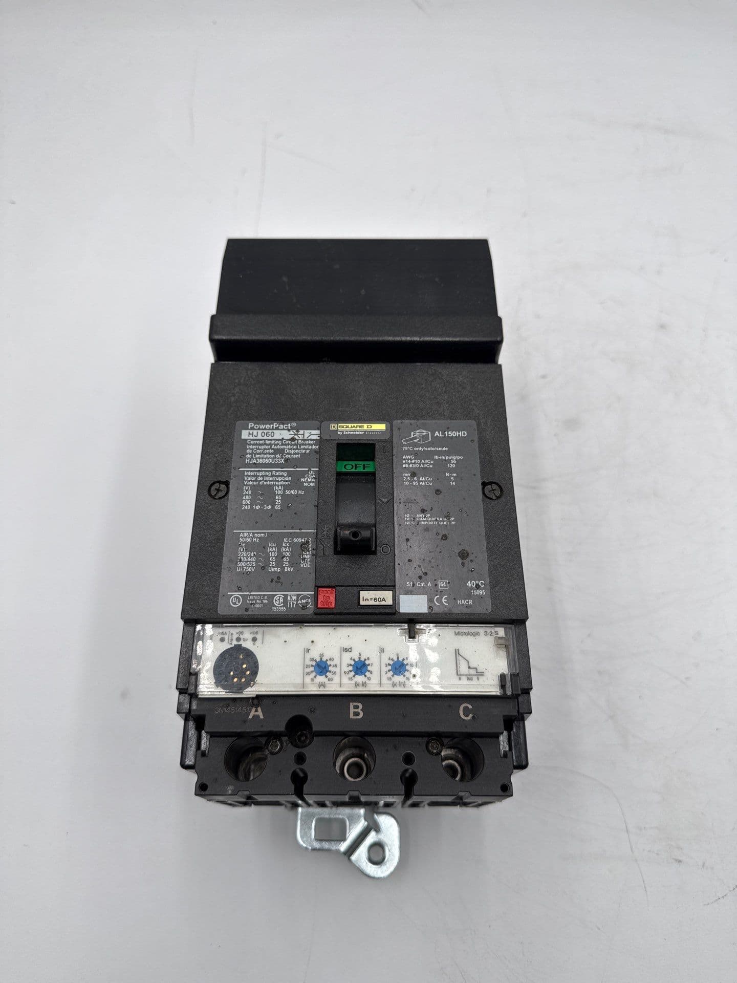 Square D HJA36060U33X I-Line Circuit Breaker 60A 3P 600V HJA 60 Amp 3 Pole