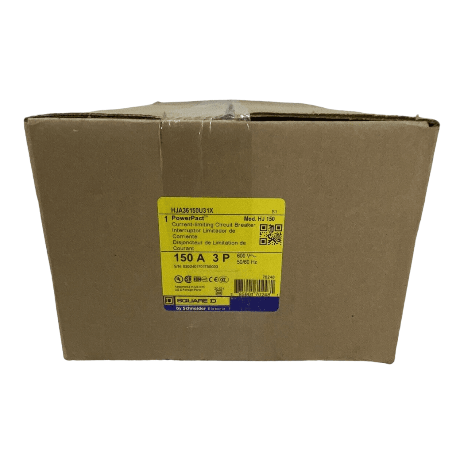 Square D HJA36150U31X I-Line Circuit Breaker 150A 3P 600V 3PH HJA 150 Amp 3 Pole – image 1