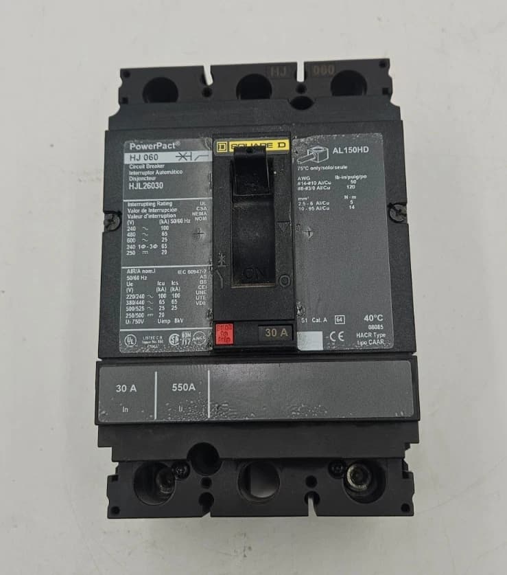 Square D HJL26030 Circuit Breaker 30A 2P 600V HJ 060 30 Amp 2 Pole HJL USED – image 1