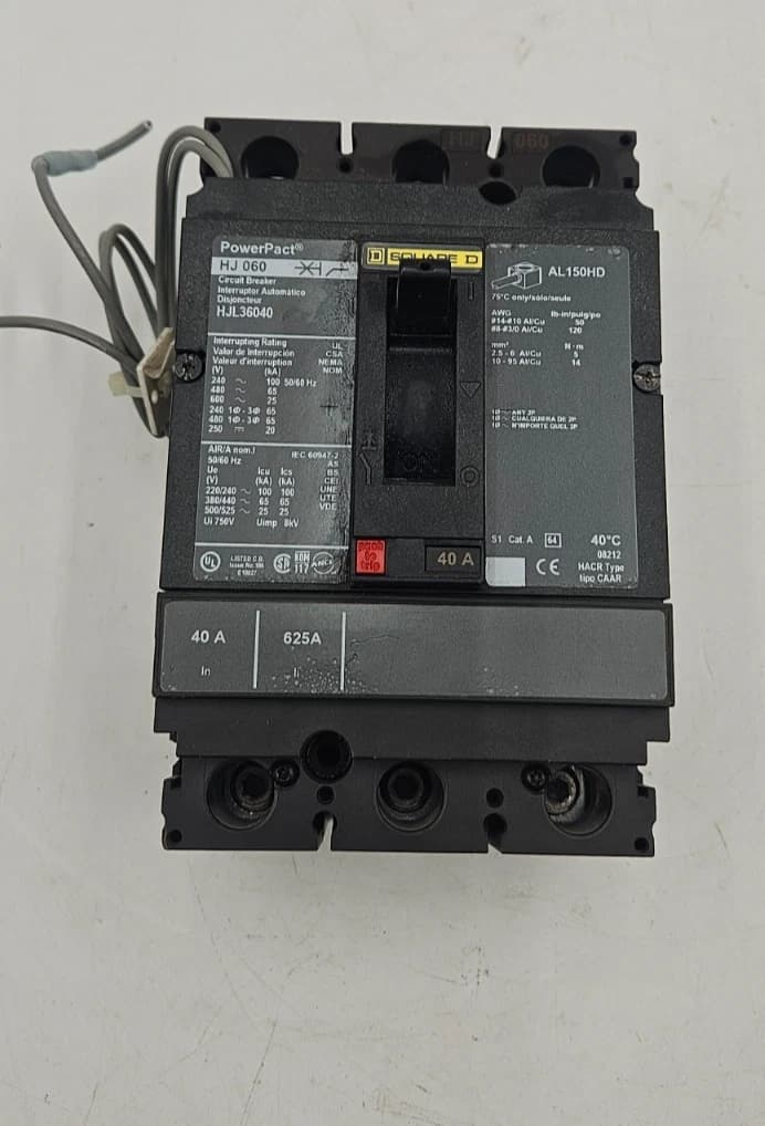 Square D HJL36040 Circuit Breaker 40A 3P 600V HJL 40 Amp 3 Pole PowerPact HJ 060 – image 1