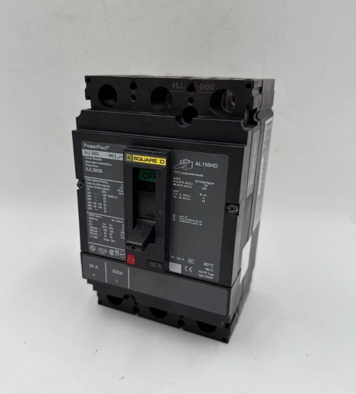 Square D HJL36050 Circuit Breaker 50A 3P 600V 3PH HJL 50 Amp 3 Pole PowerPact HJ – image 1