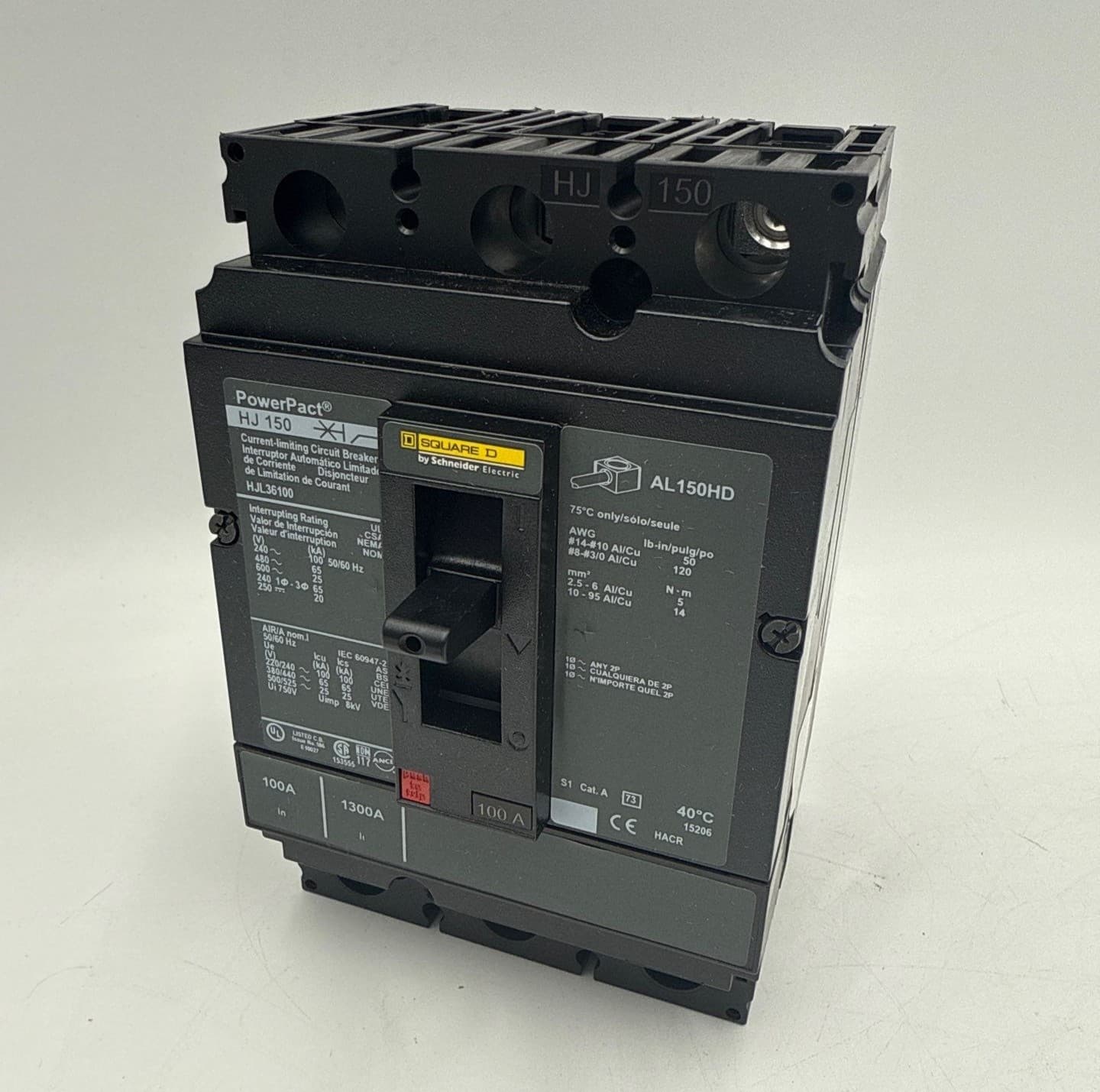 Square D HJL36100 Circuit Breaker 100A 3P 600V 3PH HJL 100 Amp 3 Pole – image 1