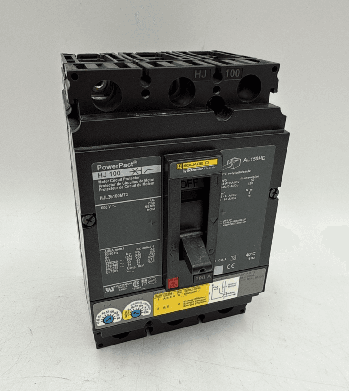 Square D HJL36100M73 Circuit Breaker 100A 3P 600V 3PH HJL 100 Amp 3 Pole – image 1