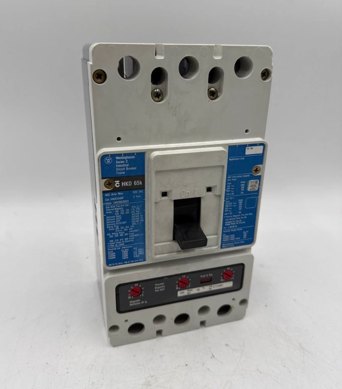 Westinghouse HKD3300 Circuit Breaker 300A 3P 600V 3PH HKD 65k 300 Amp 3 Pole