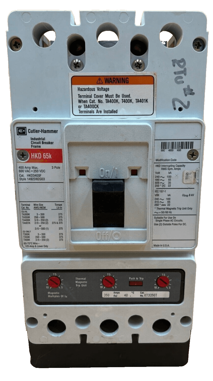 Cutler Hammer HKD3350 Circuit Breaker 350A 3P 600V 3PH HKD 65K 350 Amp 3 Pole – image 1