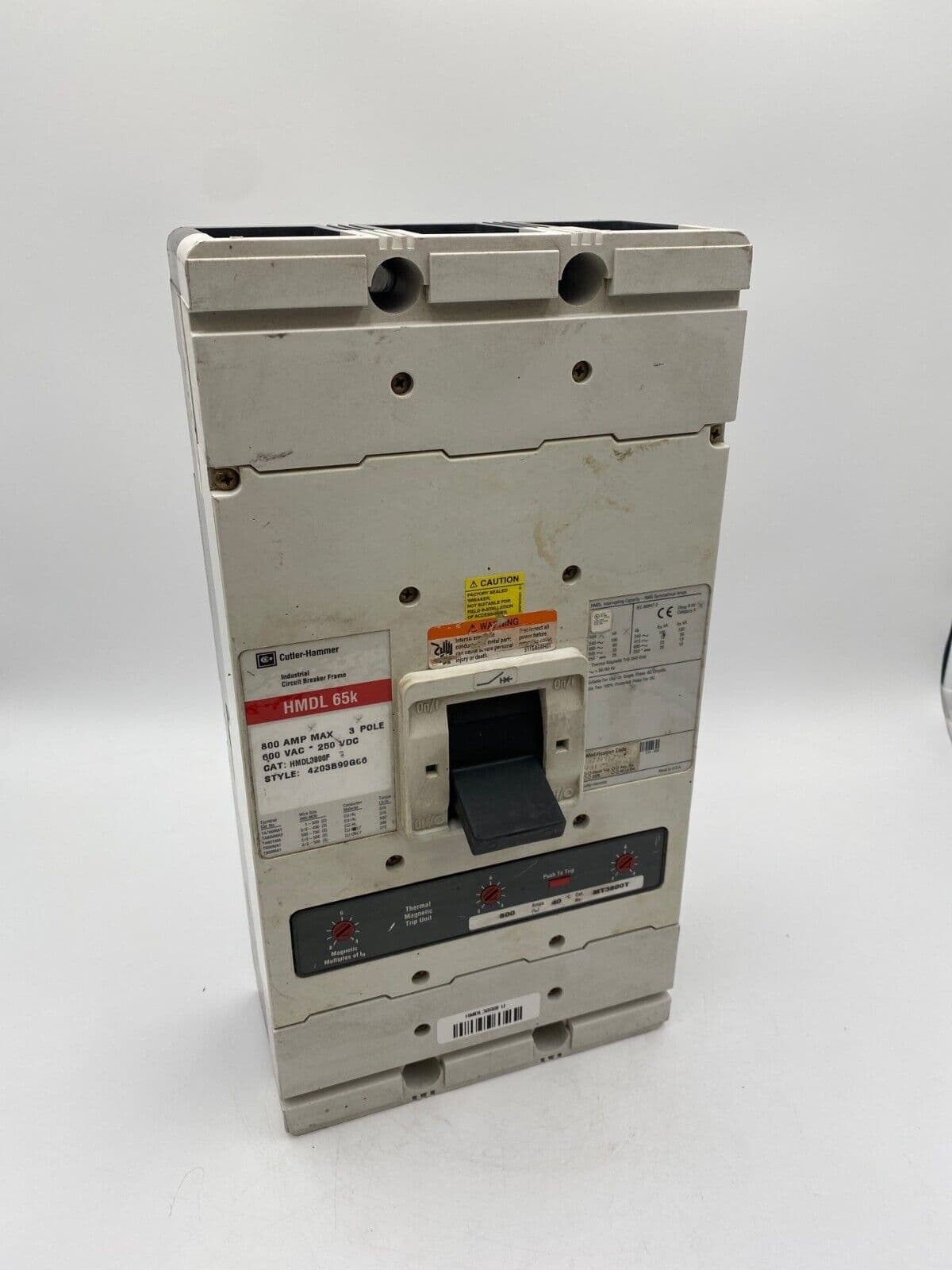 Eaton HMDL3800 Circuit Breaker 800A 3P 600V 3PH HMDL Bolt On – image 1