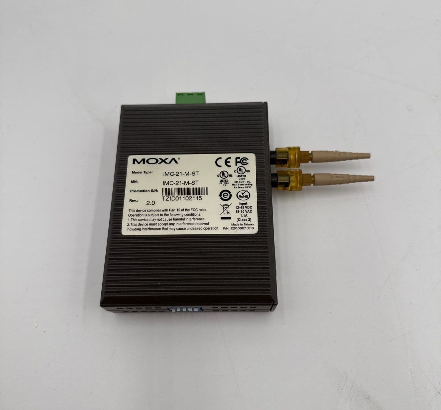 MOXA IMC-21-M-ST Ethernet to Fiber Media Converter Rev 2.0 IMC21MST – image 1