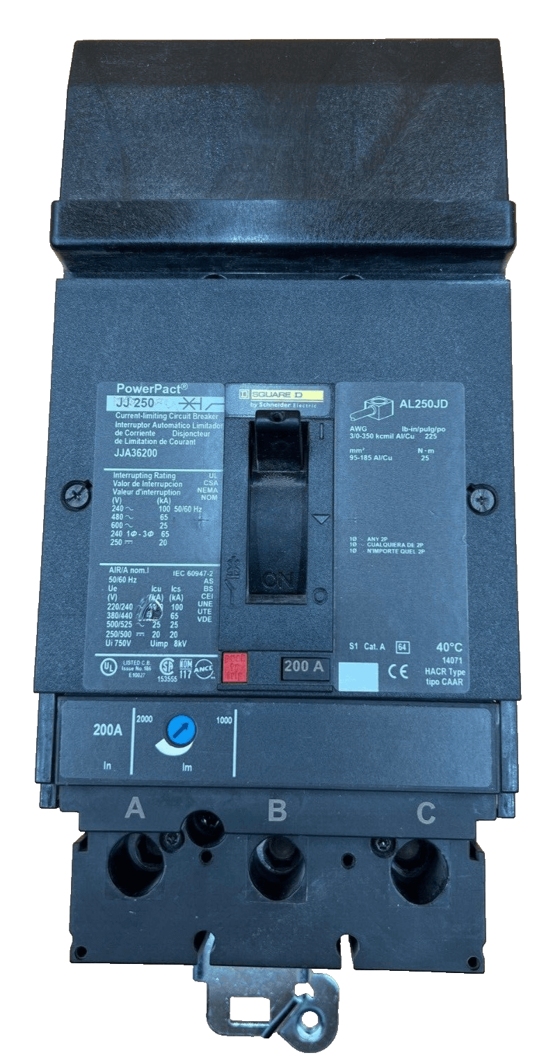 Square D JJA36200 I-Line Circuit Breaker 20A 3P 600V JJA PowerPact 200 Amp