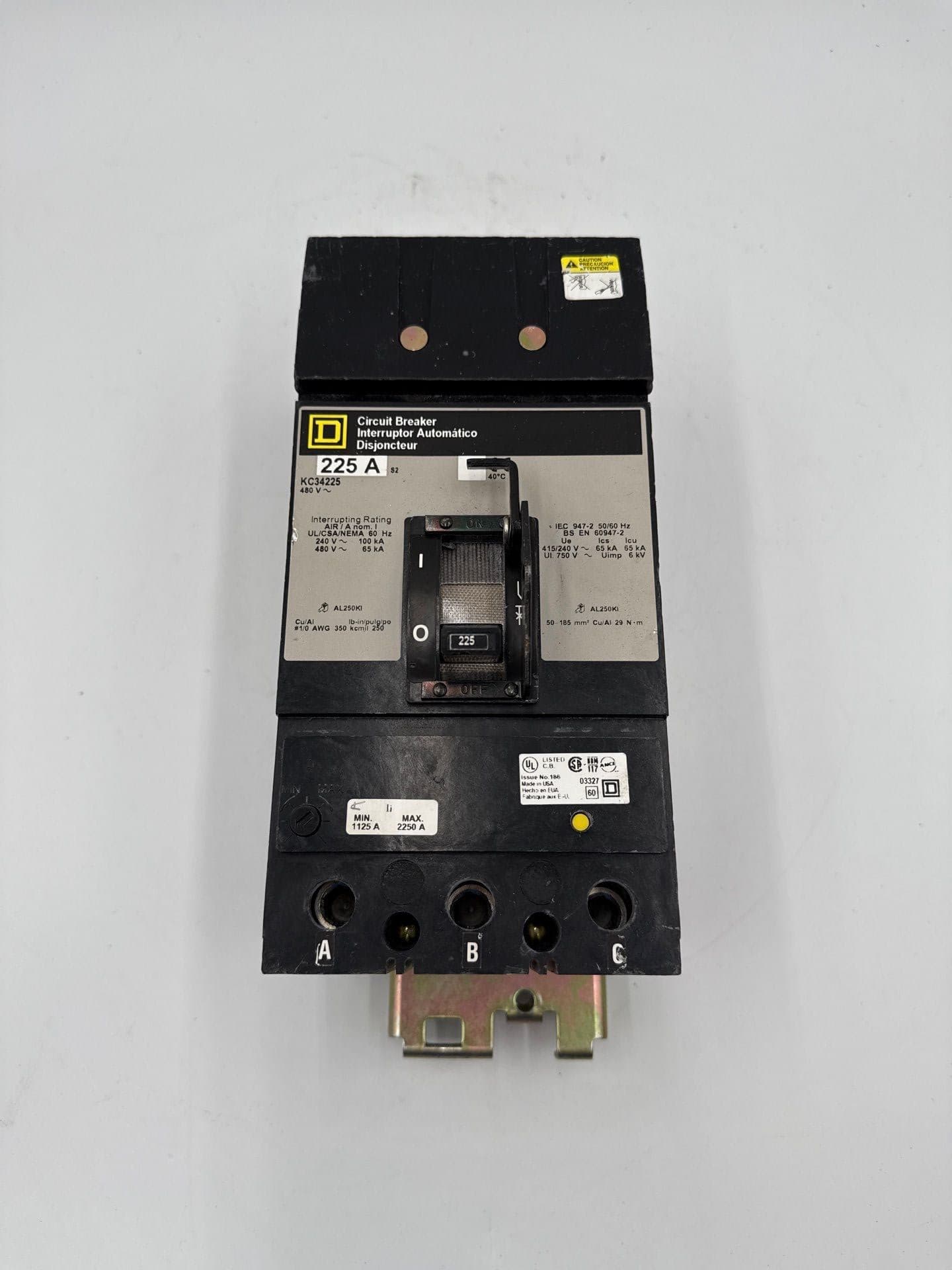 Square D KC34225 I-Line Circuit Breaker 225A 3P 480V KC 225 Amp 3 Pole – image 1