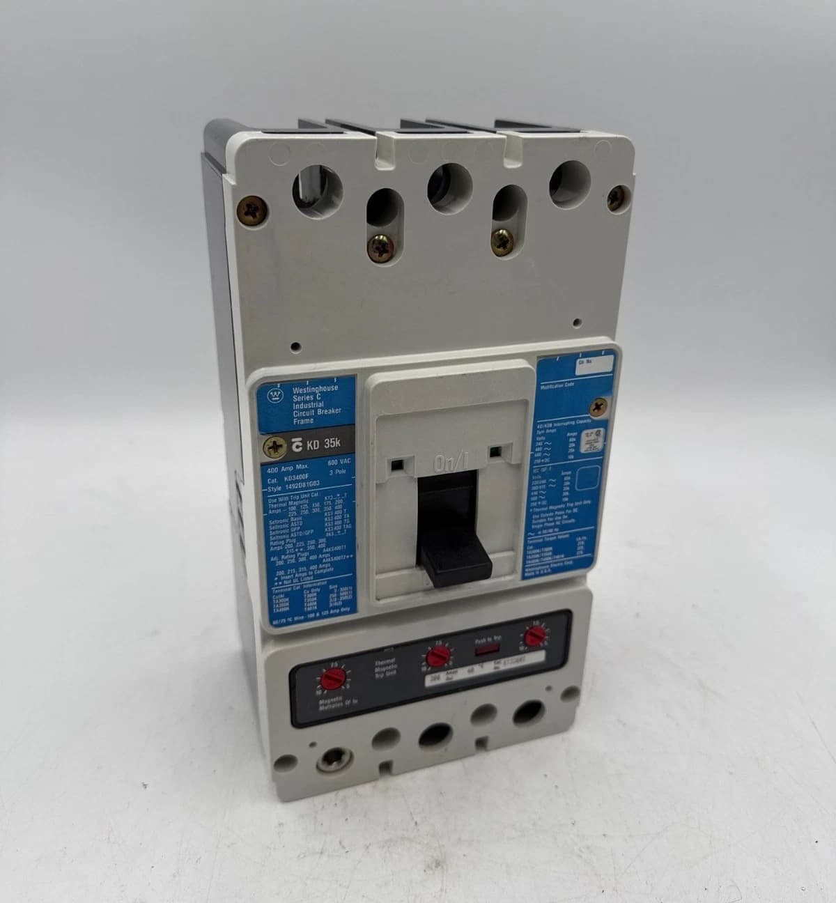 Westinghouse KD3300 Circuit Breaker 300A 3P 600V KD 35k 300 Amp 3 Pole KT3300T – image 1