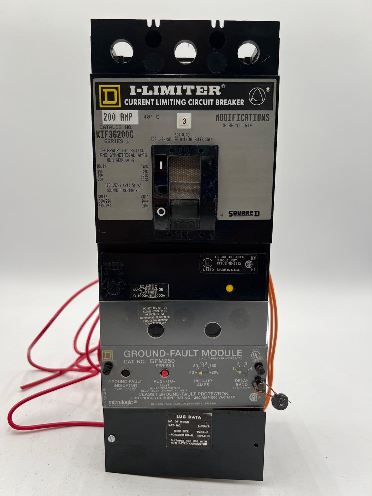 Square D KIF36200G Circuit Breaker 200A 600V 3P 200 Amp Ground Fault GFM250 – image 1