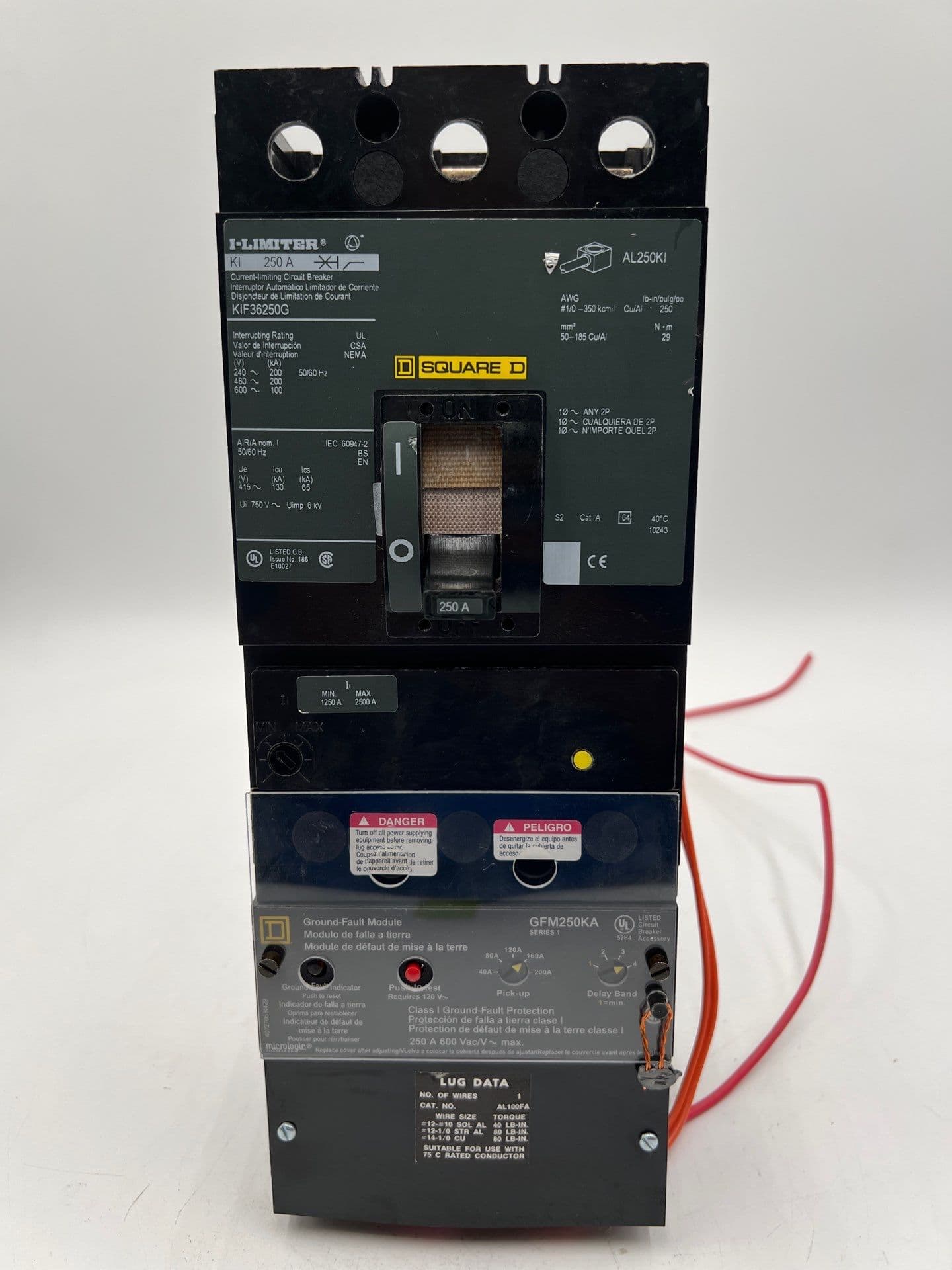 Square D KIF36250G Circuit Breaker 250A 600V 3P 250 Amp Ground Fault GFM250KA – image 1