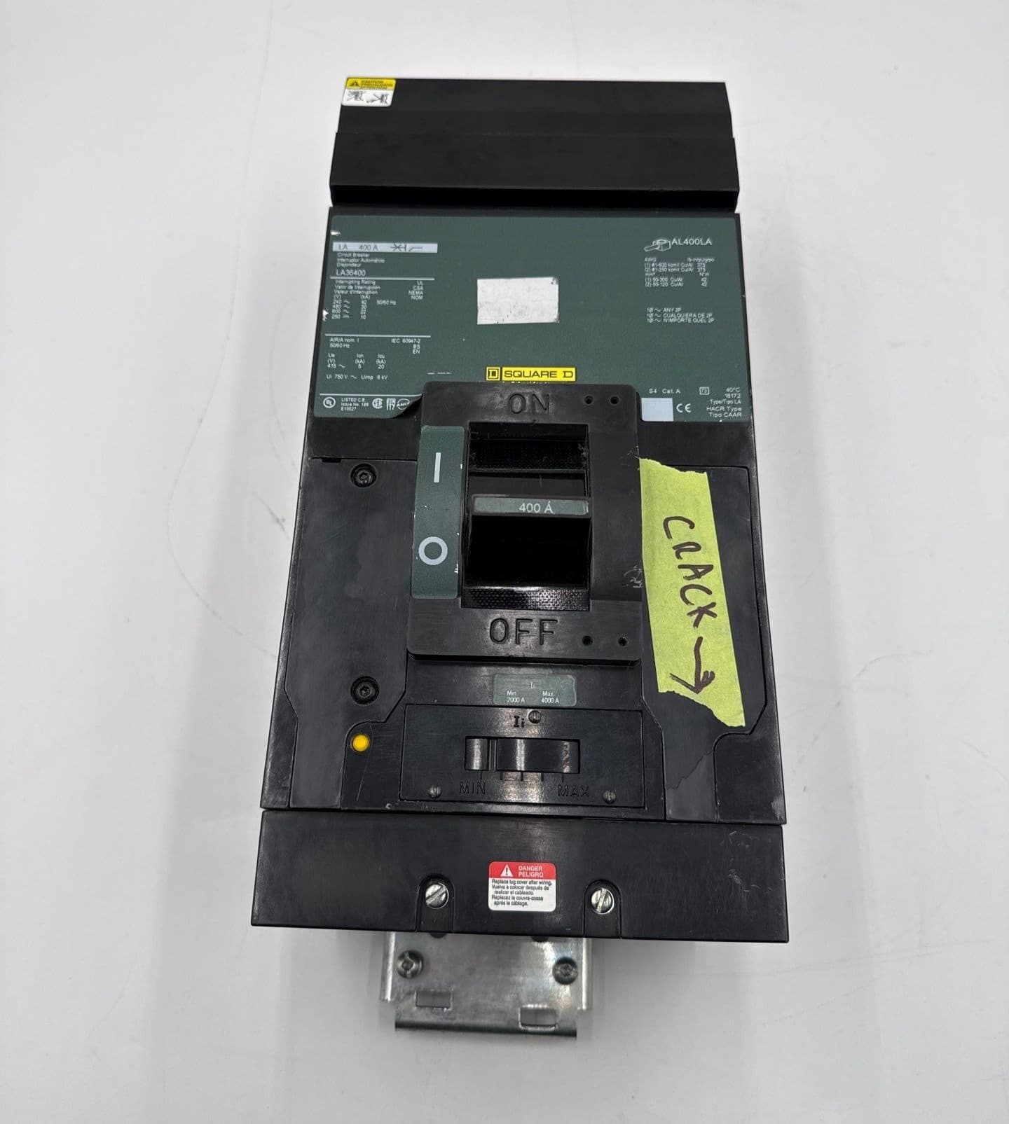 Square D LA36400 I-Line Circuit Breaker 400A 3P 600V 400 Amp LA 3 Pole Crack