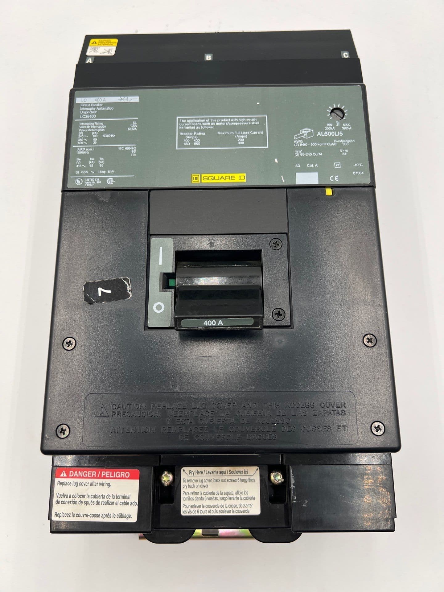 Square D LC36400 I-Line Circuit Breaker 400A 3P 600V 3PH LC 400 Amp 3 Pole – image 1