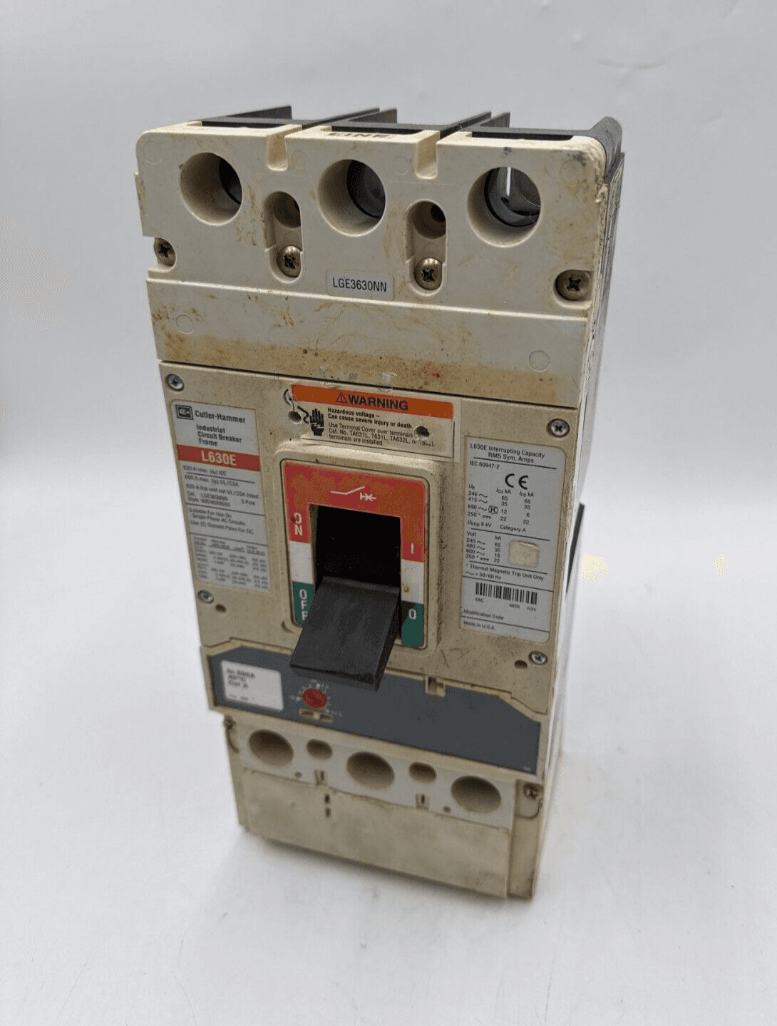 Eaton LGE3630NN Circuit Breaker 600A 3P 600V L630E 600 Amp 3 POLES BOLT ON – image 1