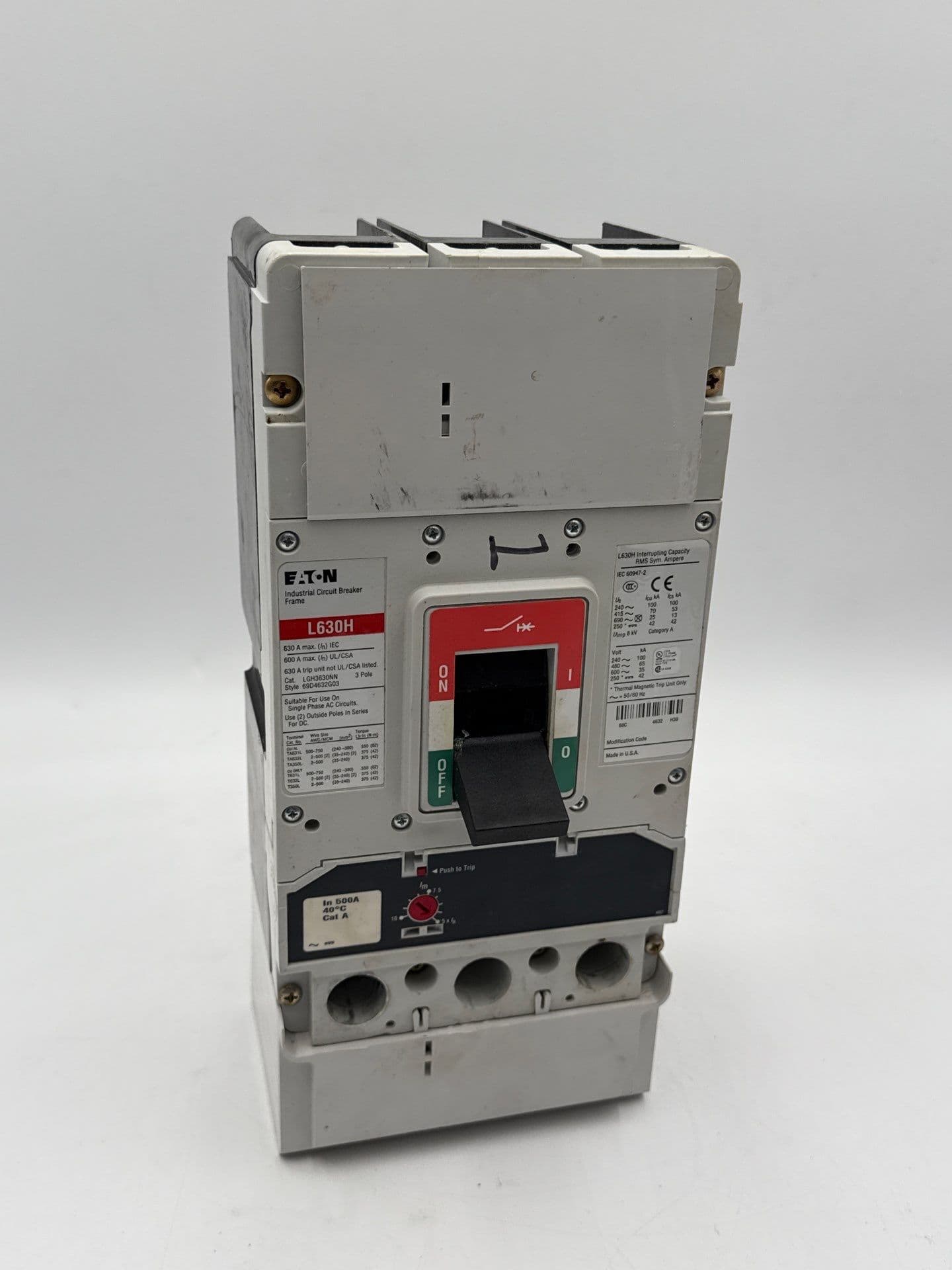 Eaton LGH3630NN Circuit Breaker 500A 3P 600V L630H LGH 500 Amp 3 Pole – image 1