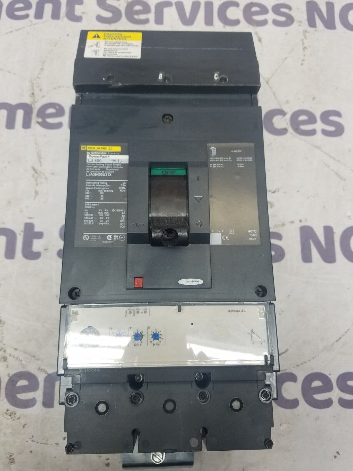 Square D LJA36400U31X I-Line Circuit Breaker 400A 3P 600V 3PH LJA 3 pole 400 Amp – image 1