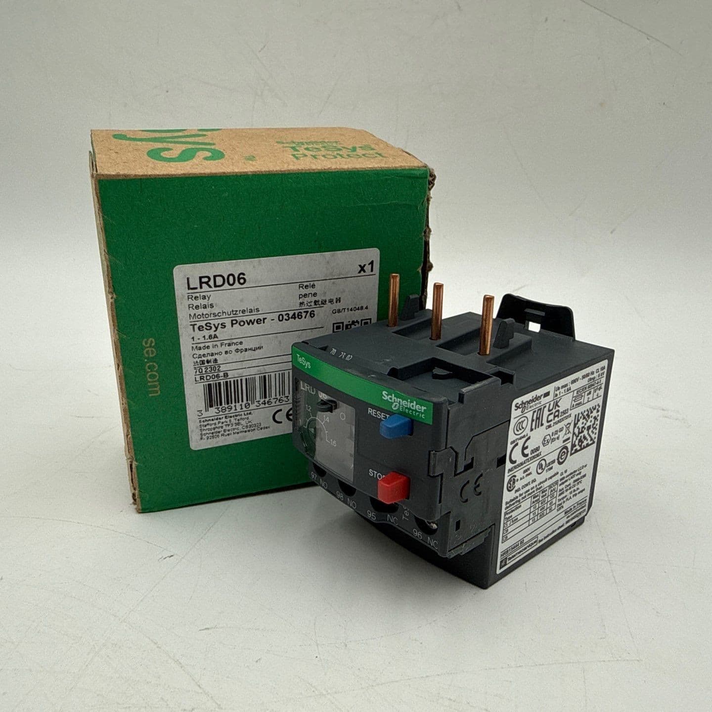 Schneider LRD06 Thermal Overload Relay 1-1.6A 3P 600V LRD-06 1 Amp - 1.6 Amp