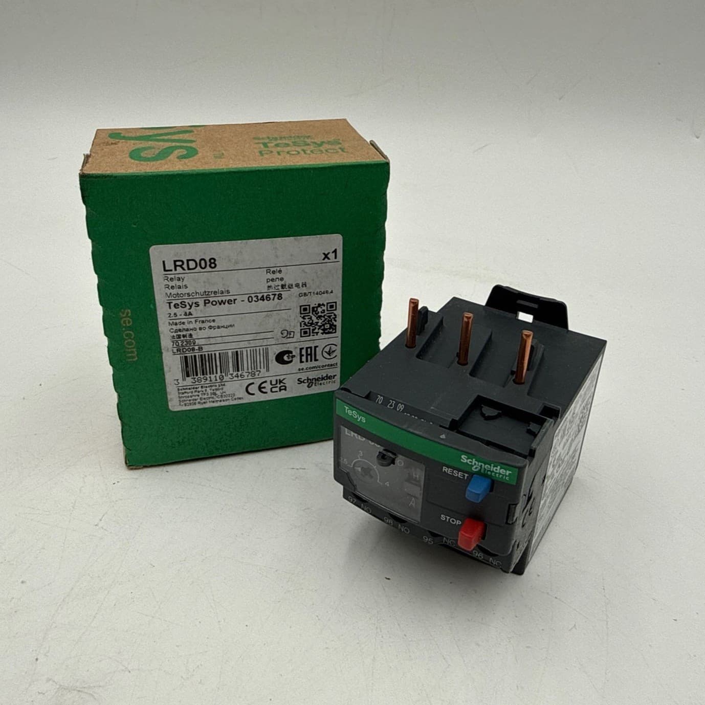 Schneider LRD08 Thermal Overload Relay 2.5-4A 3P 600V LRD-08 2.5 Amp - 4 Amp