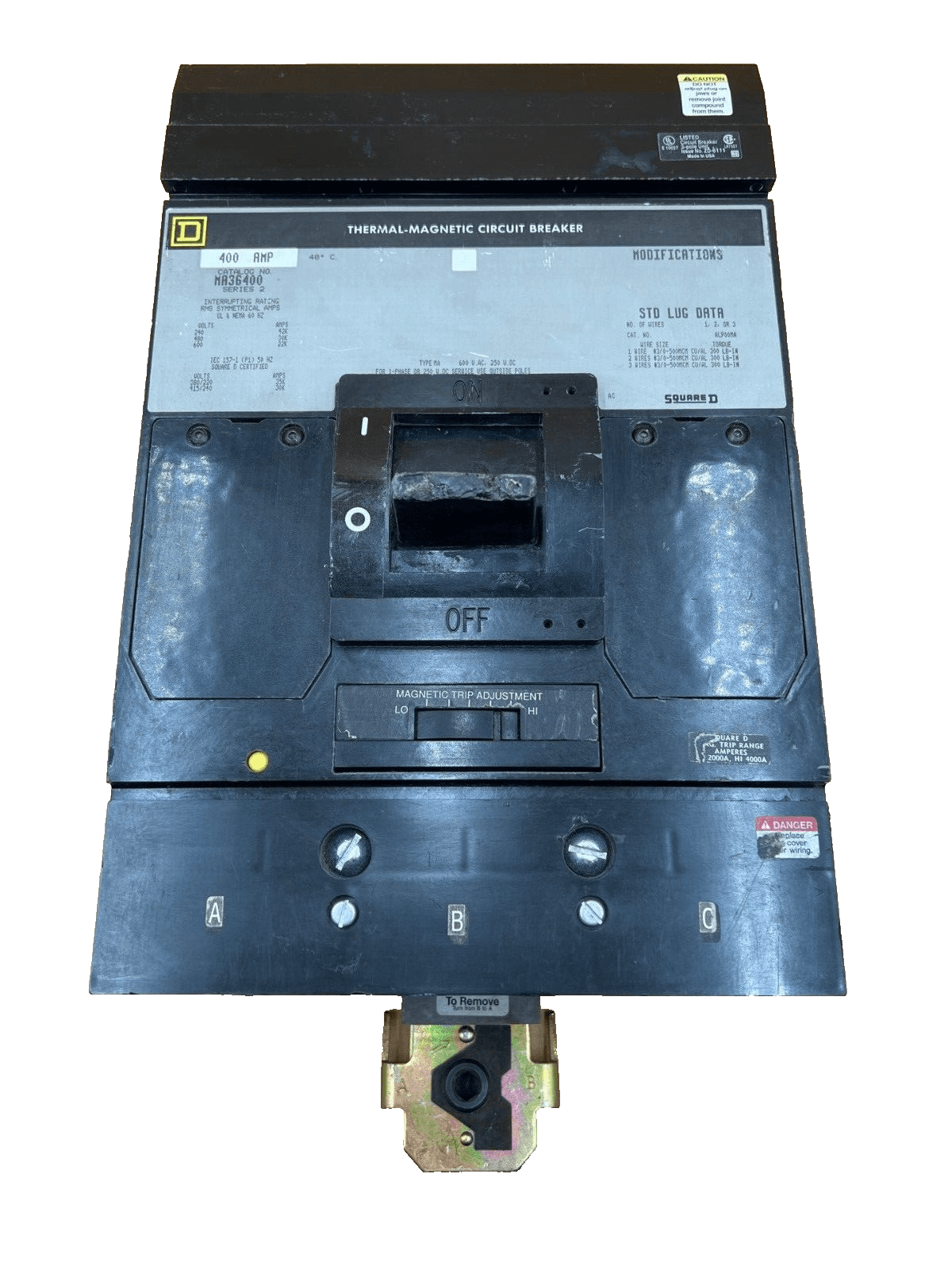 Square D MA36400 I-Line Circuit Breaker 400A 3P 600V 3PH 400 Amp 3 Pole – image 1
