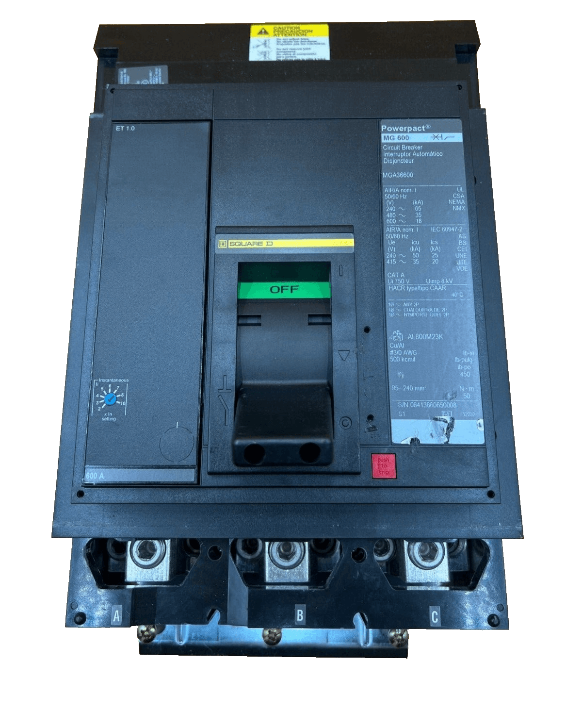 Square D MGA36600 I-Line Circuit Breaker 600A 3P 600V MGA 600 Amp 3 Pole