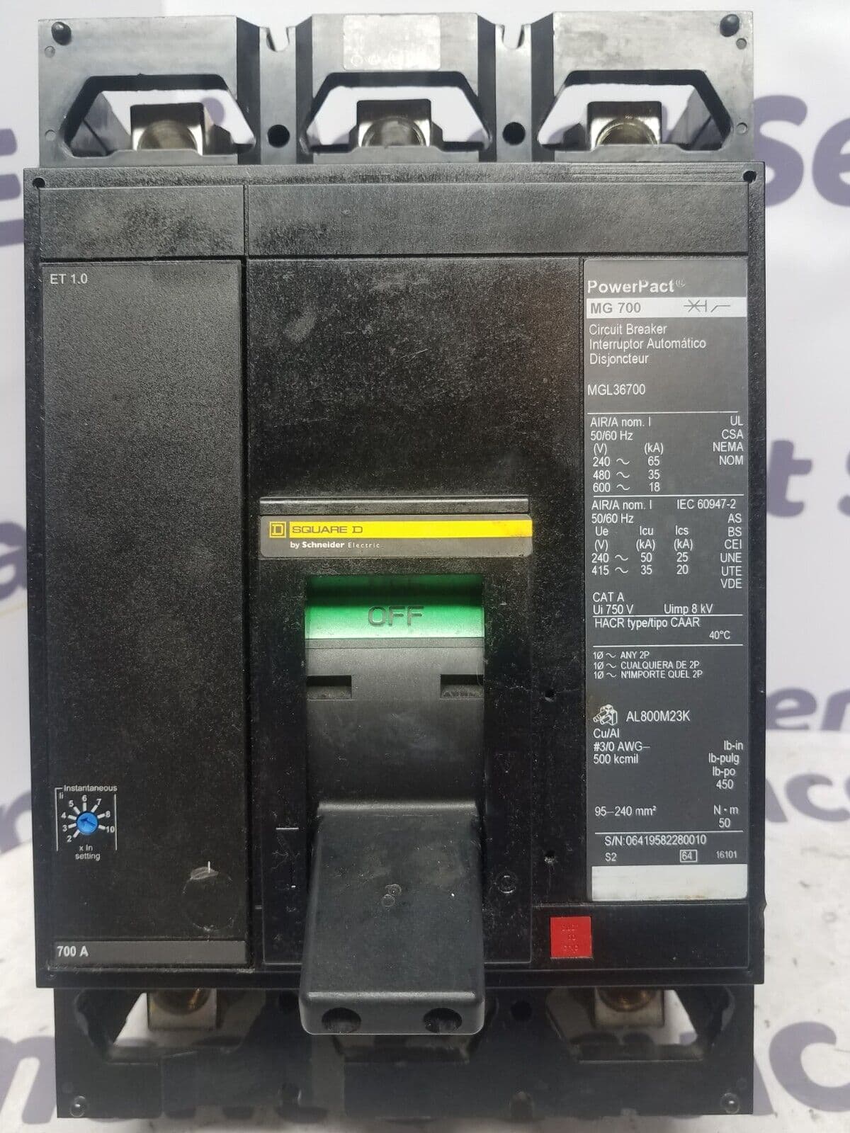 Square D MGL36700 Circuit Breaker 700A 3P 600V 3PH MGL 3 Pole 700 Amp – image 1