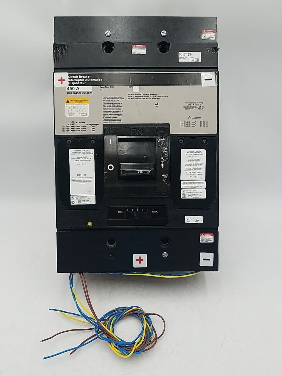 Square D MHL3645025DC1679 Circuit Breaker 450A 3P 600V MHL 3PH 450 Amp 3 Pole – image 1