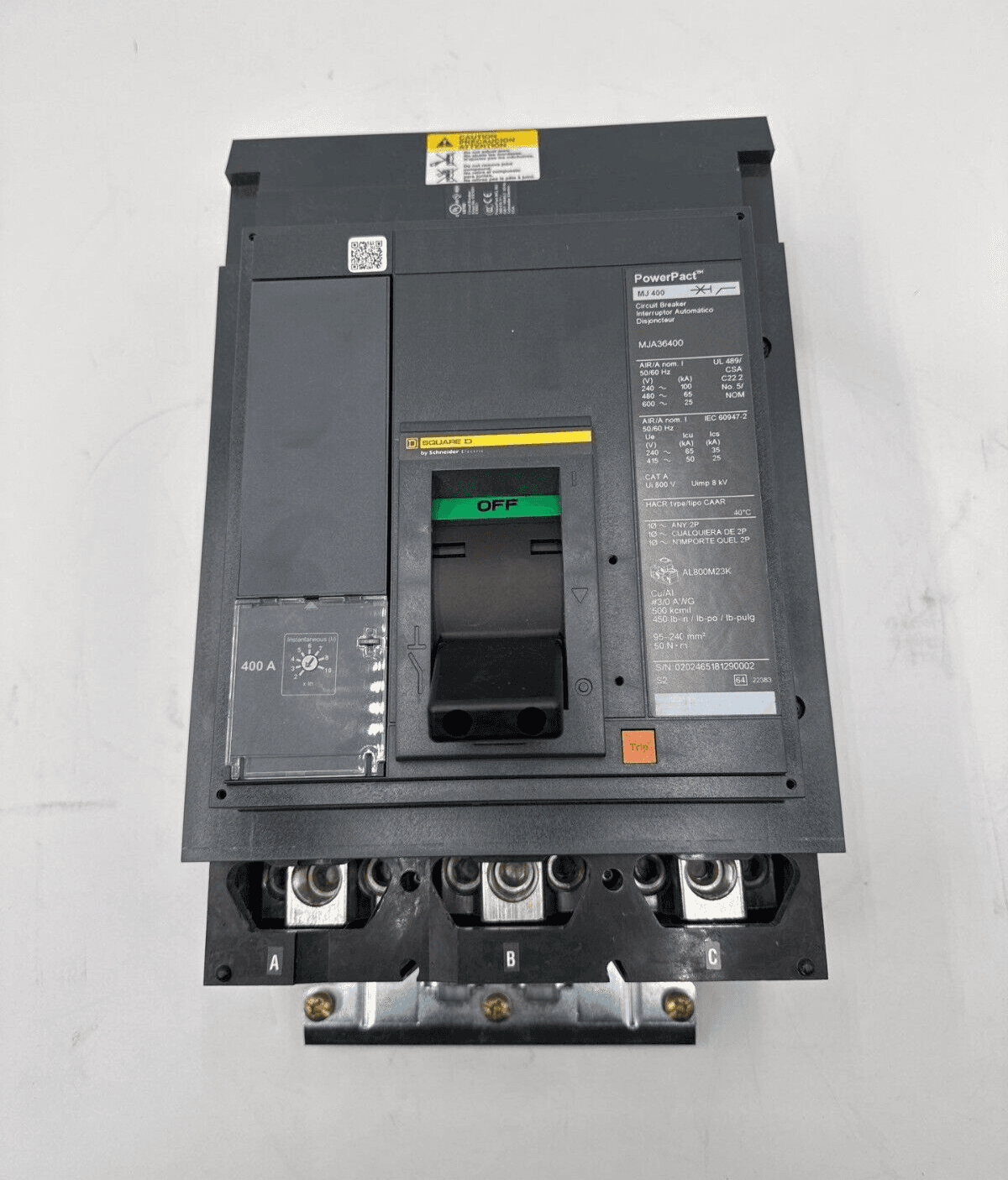 Square D MJA36400 I-Line Circuit Breaker 400A 3P 600V 3PH MJA 400 Amp 3 Pole