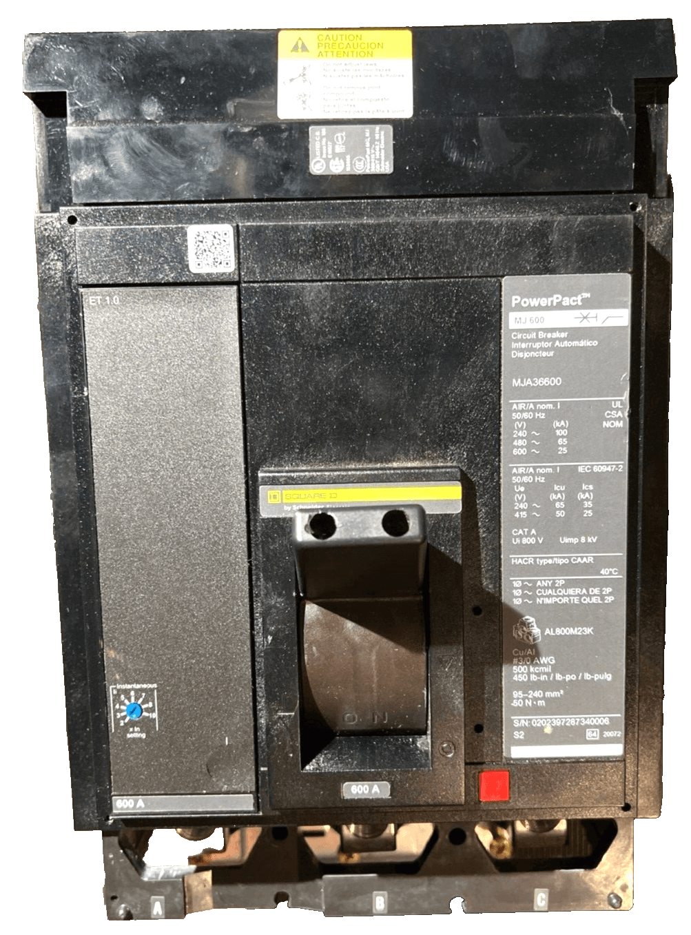 Square D MJA36600 I-Line Circuit Breaker 600A 600V 3P 3PH MJA 600 Amp 3 Pole – image 1