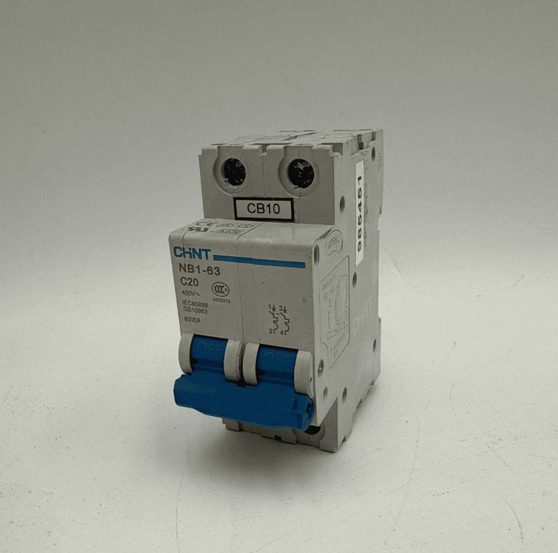CHINT NB1-63 C20-2P Circuit Breaker 20A 2 Pole 400V C-CURVE 20 Amp NB1-C20-2P – image 1