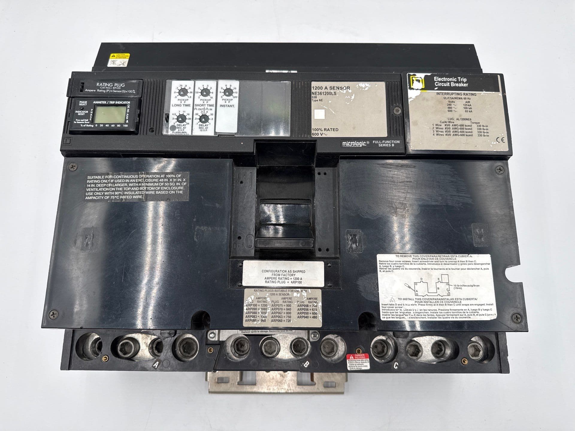 Square D NE361200LS I-Line Circuit Breaker 1200A 3P 600V Electronic Trip RP100