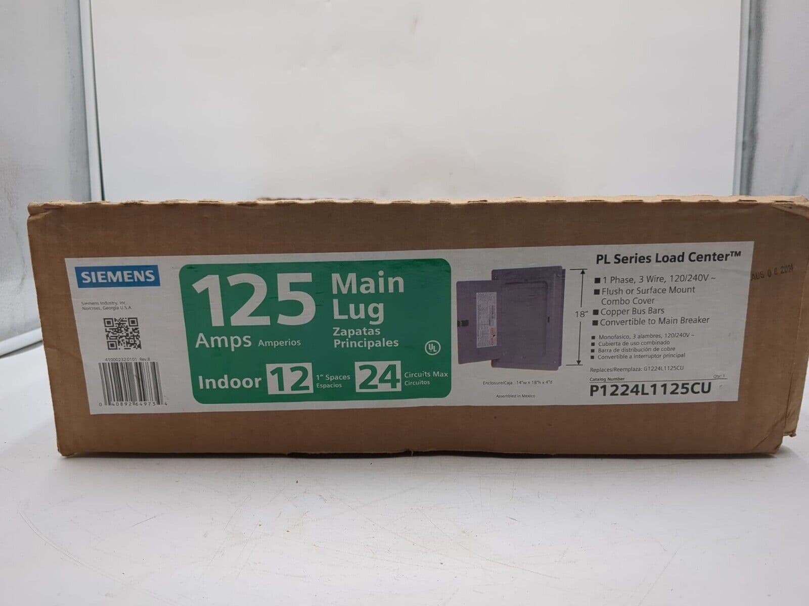 Siemens P1224L1125CU Main Lug Load Center 125A 120/240V Type 1 Indoor 12 Space – image 1