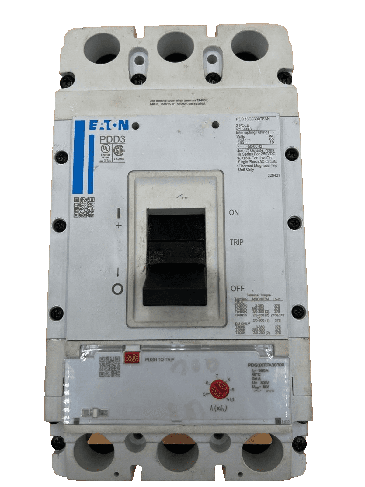 CH PDD33G0300TFAN Circuit Breaker 300A 240V 3P Bolt On 300 Amp 3 Pole 3PH – image 1