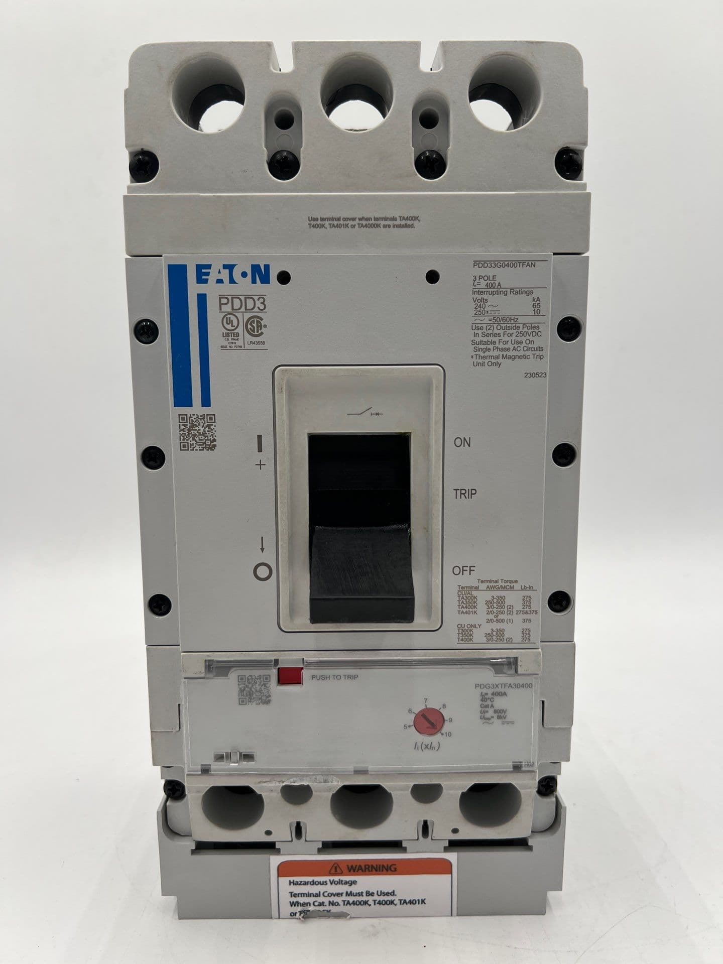 Eaton PDD33G0400TFAN Circuit Breaker 400A 3P 240V PDD 400 Amp 3 Pole