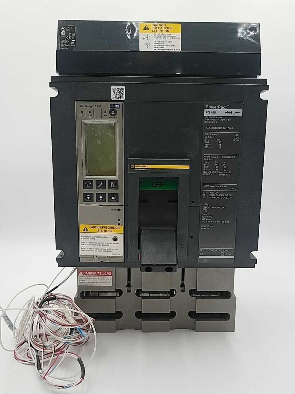 Square D PGA36040CU63AE1VAA I-Line Circuit Breaker 400A 3P 600V 3PH 400 Amp – image 1