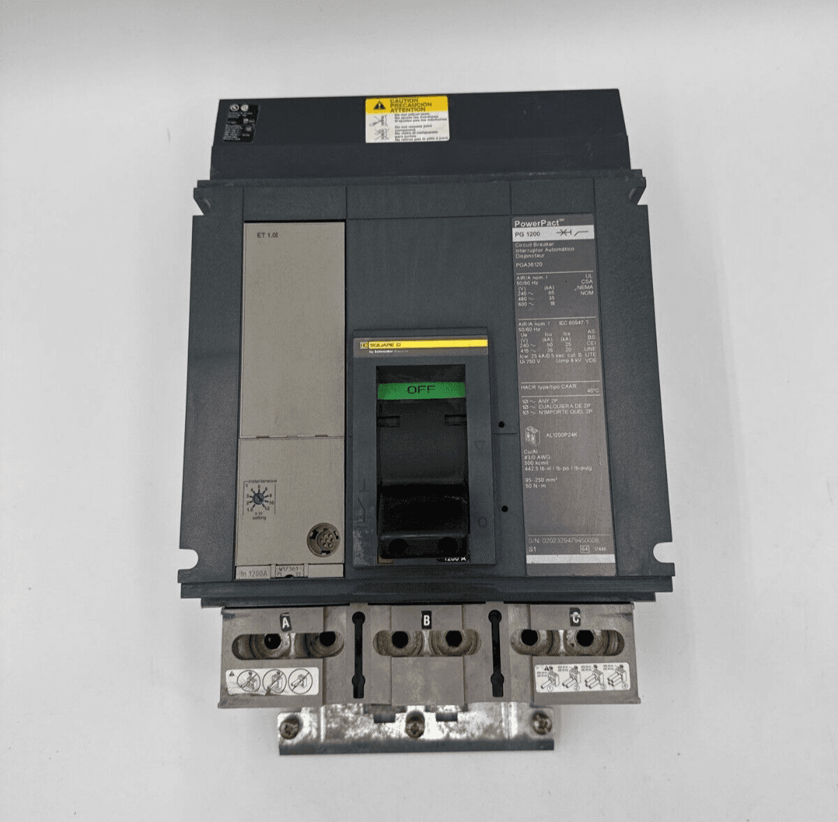 Square D PGA36120 I-Line Circuit Breaker 1200A 3P 600V PGA 1200 Amp PowerPact – image 1