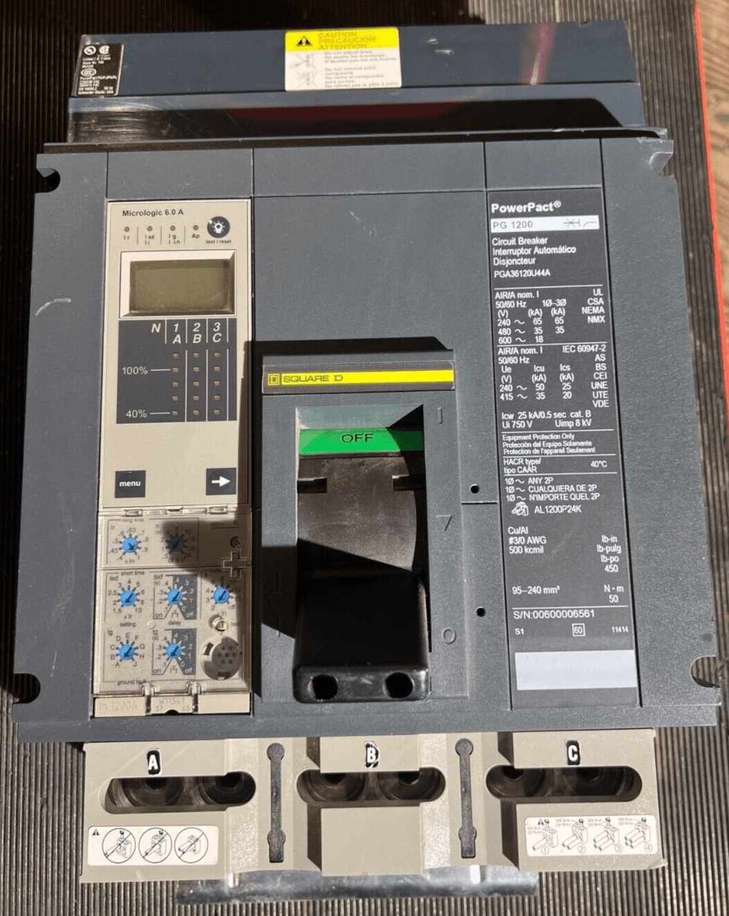 Square D PGA36120U44A I-Line Circuit Breaker 1200A 3P 600V 3PH 1200 Amp 3 Pole – image 1