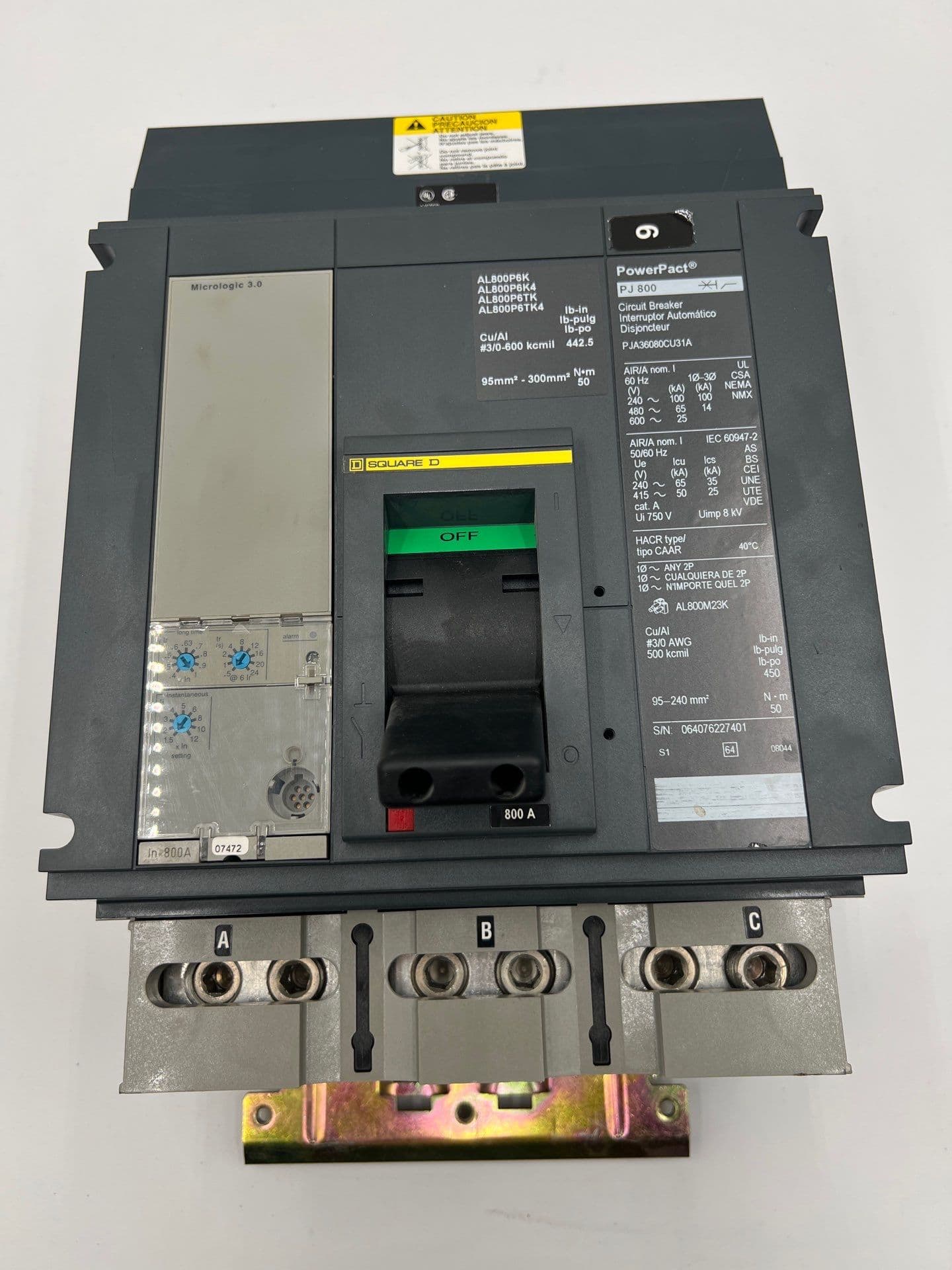 Square D PJA36080CU31A I-Line Circuit Breaker 800A 3P 600V PJA 800 Amp 3 Pole – image 1