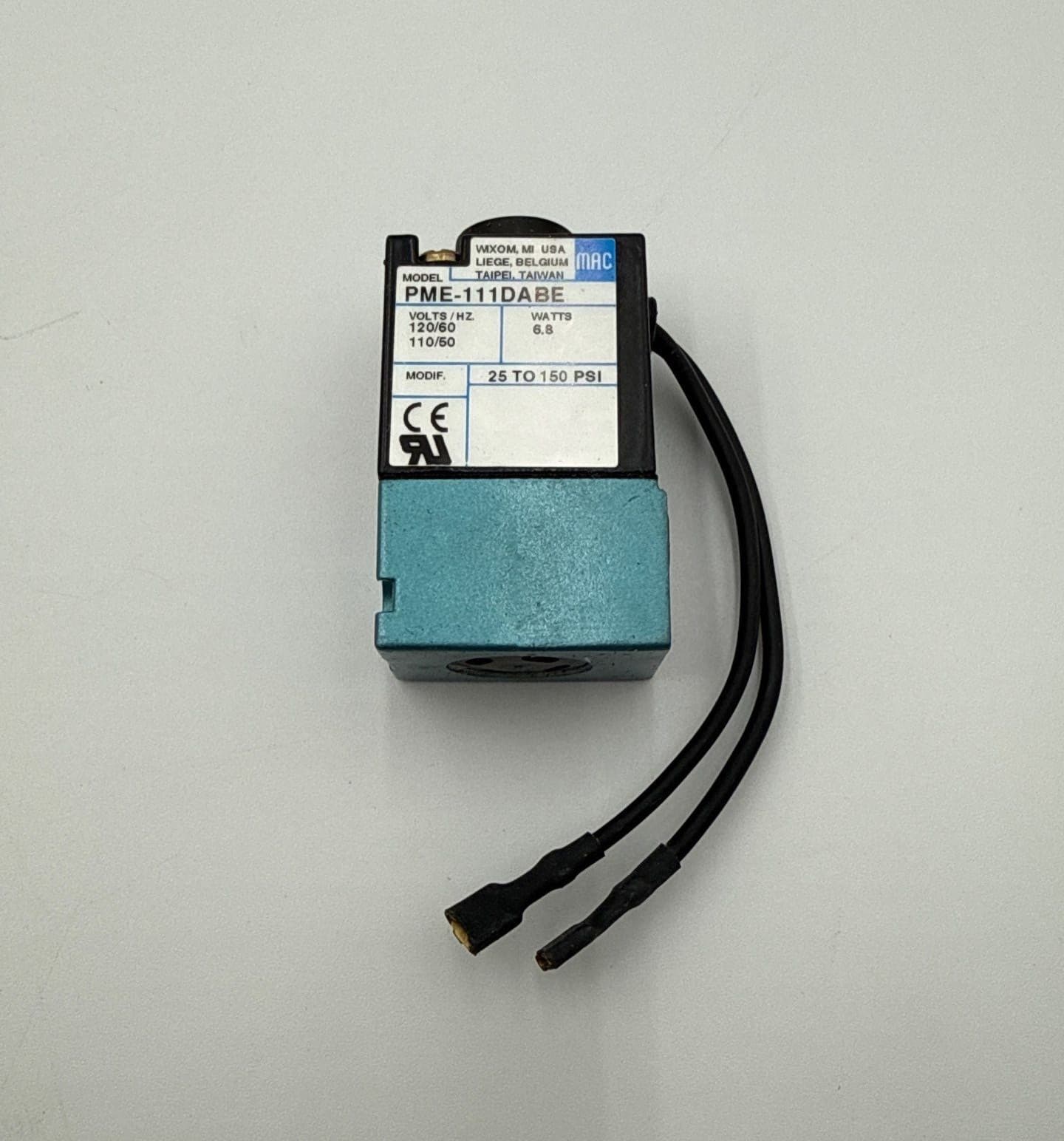 MAC PME-111DABE Solenoid Pilot Valve 110-120V 6.8 W Plug In Single Operator – image 1